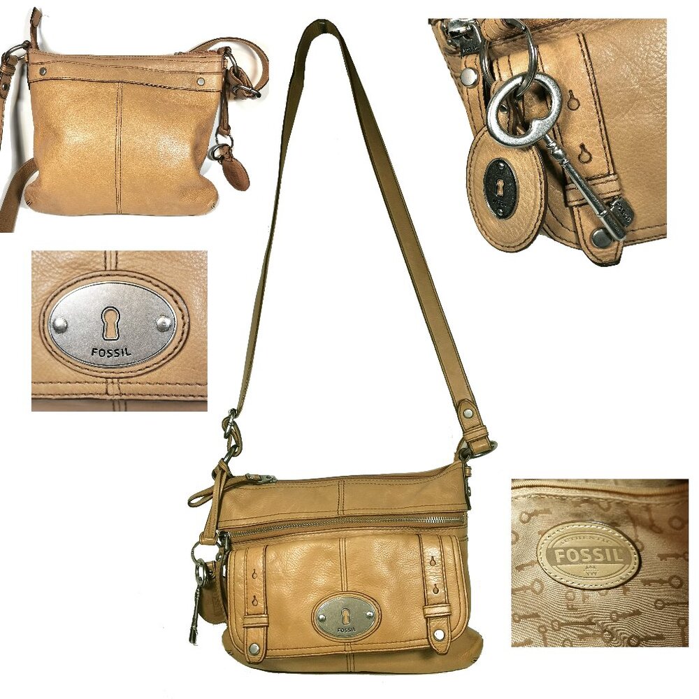 Fossil tan Leather cross body purse